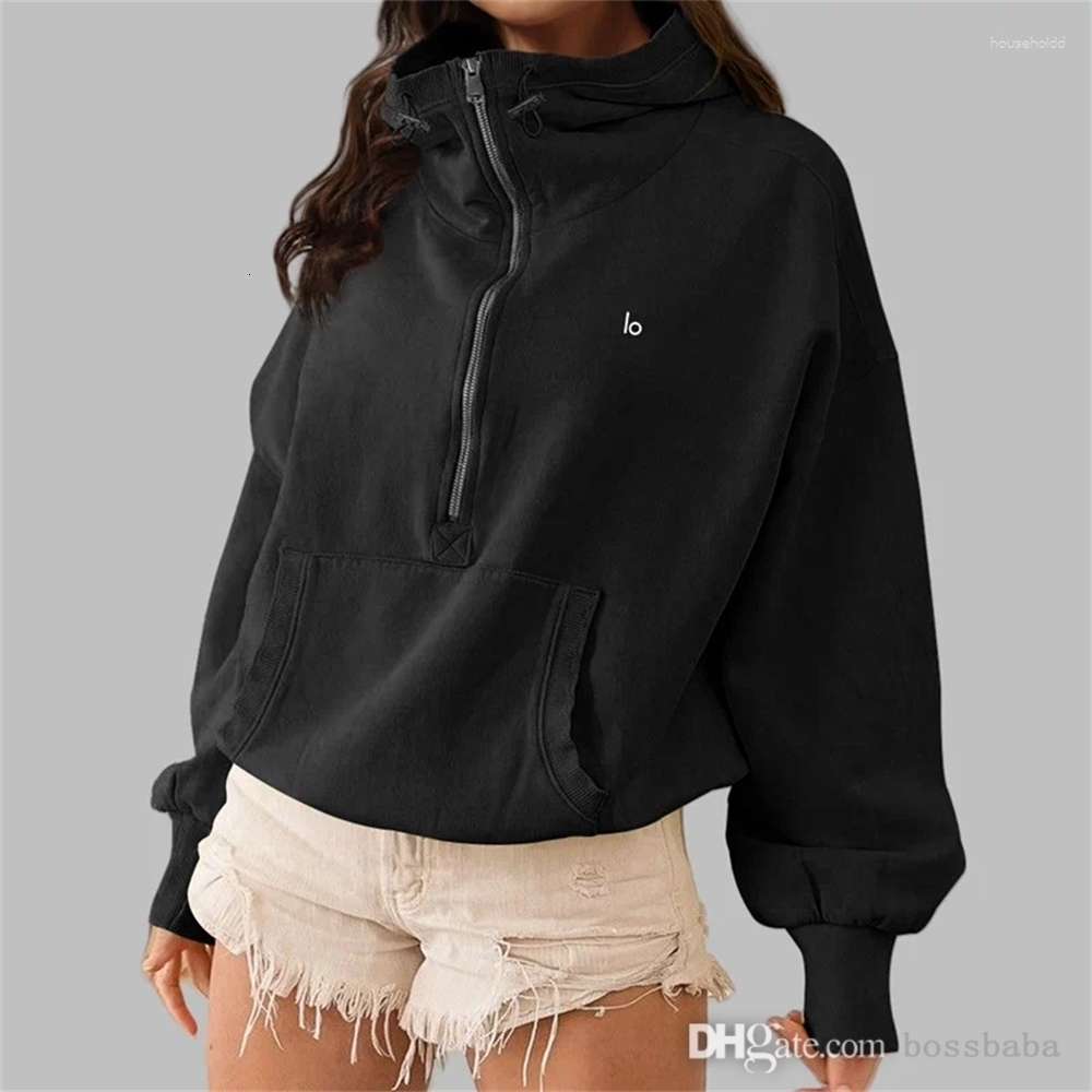 Designer Hoodie Women Yoga Suit Outdoor Sports Womens Sweatshirt Zipper Drawstring Hooded Hoodies Long Sleeve Pullover Casual Loose Half Zip Up Hoodie