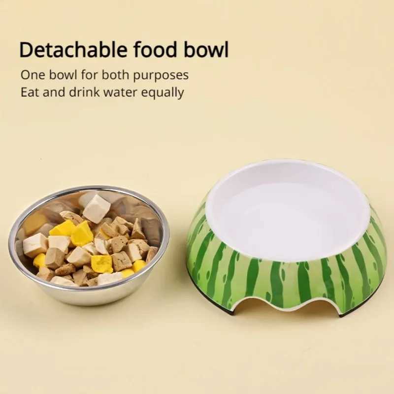 Super Good Quality Pet Bowl Stainless Steel Cartoon Dog Cat Food Feeder Imitation Ceramic Detachable Non Slip Bowls Pet Supplies C251009