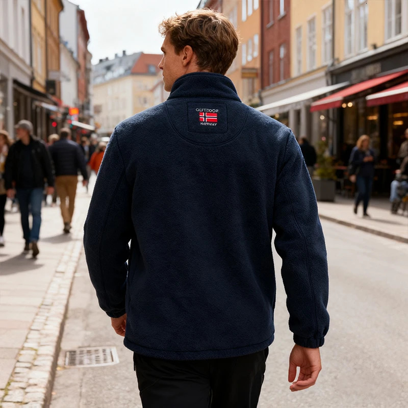 2025 Mens Fleece Coat Autumn and Winter Thickened Warm Windproof Coldproof Loose Plus Size Outdoor Sports Collar Fleece Jacket 251009