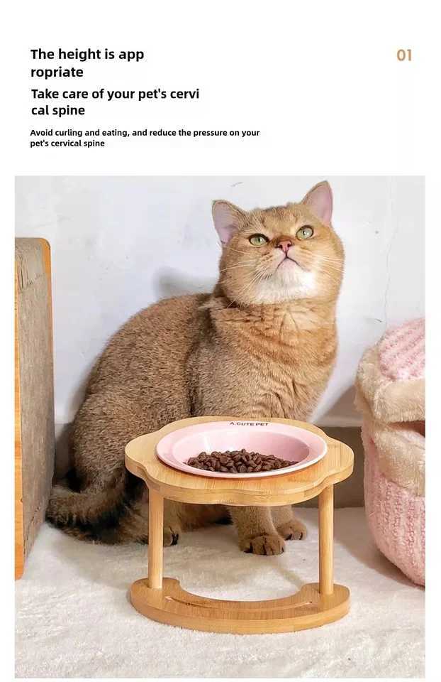 Cat bowl Ceramic saucer bowl Cat food bowl Dog bowl Pet cat plate Cat food bowl Rice bowl High foot protection neck C251009