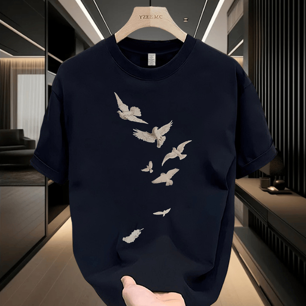 100% Cotton Men's T-shirt Short Sleeve Personalized Print Designer Shirt Round Neck Summer Loose Fit Versatile New Trendy Designer Hoodie Brand Casual Top