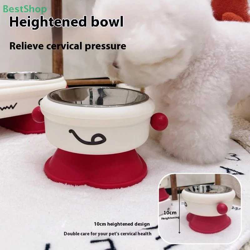 VictoriaHigh Footed Pet Bowl Cat Dog Feeder Stainless Steel Pet Bowl C251009