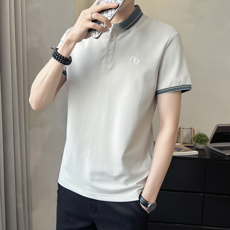 Designer Shirt Ice Silk Short Sleeve T-shirt For Men Summer Thin Designer Hoodie Polo Shirt With Collar Pique Cotton Cool Summer Wear Trendy Brand Half Sleeve