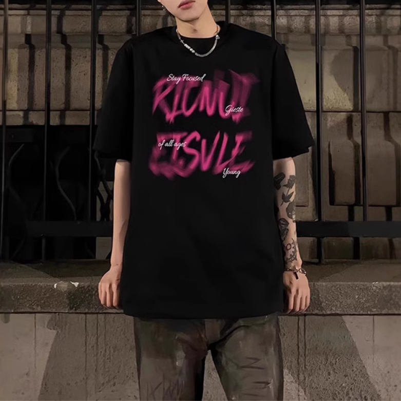 American Heavyweight Designer Shirt Short Sleeve T-shirt For Men 2025 New Trendy Summer Brand Pure Cotton Designer Hoodie Cool High Street Men's Half Sleeve