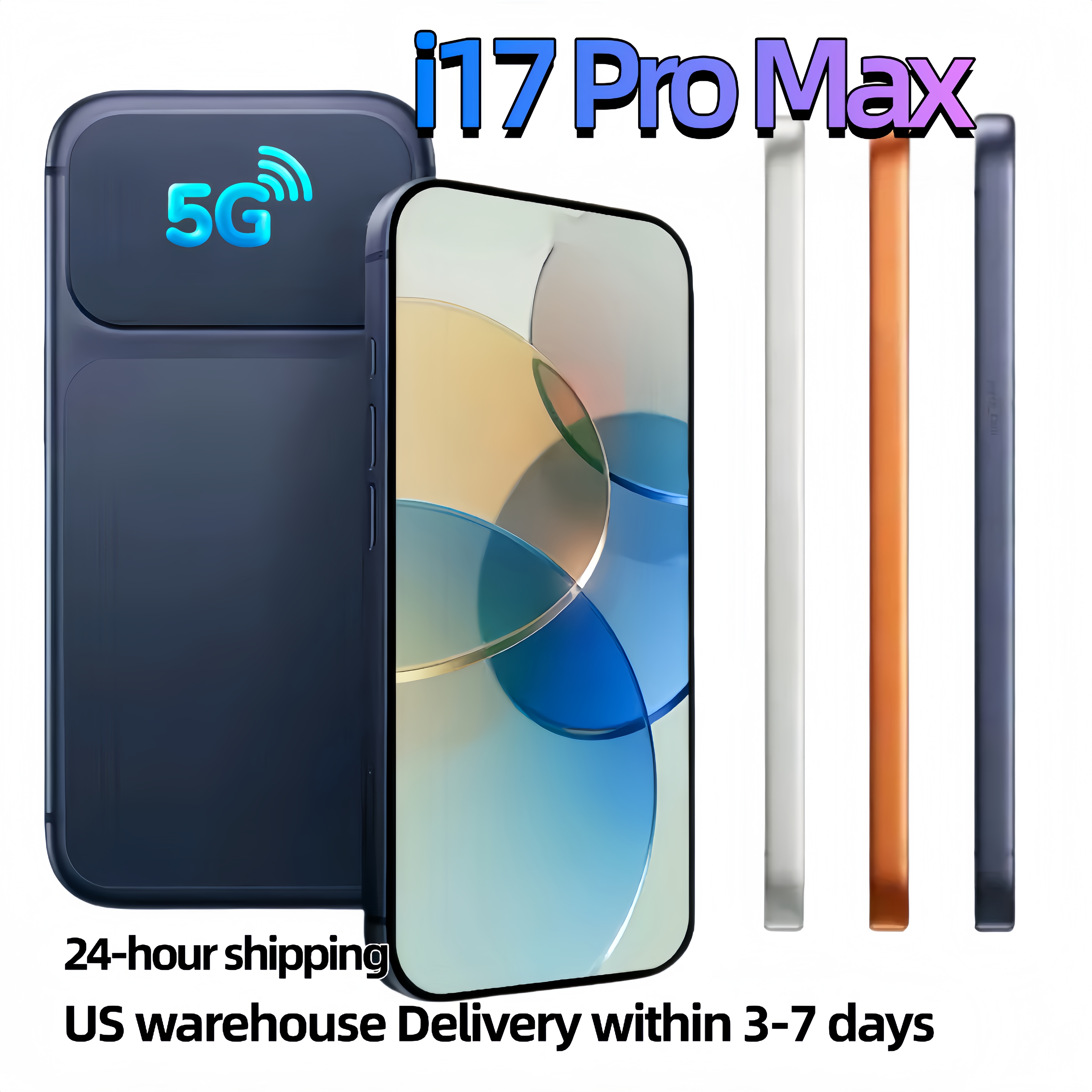 i16 i17 Pro Max 16+2TB smartphone 5G unlock Face ID 6.9 full screen HD+Android system smartphone GPS sealed packaging AirPods Max AirPods USB-C protective case free USPS