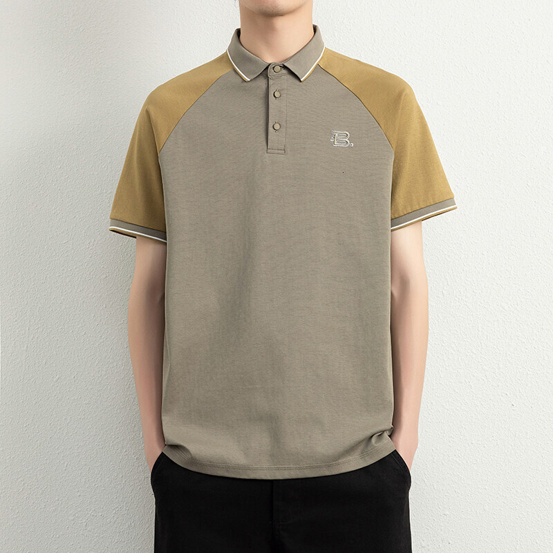 Men's Polo Shirt Short Sleeve 2025 Summer New High-end Slim Fit Designer Shirt Color-block Turn-down Designer Hoodie Collar T-shirt Ice Silk Half Sleeve