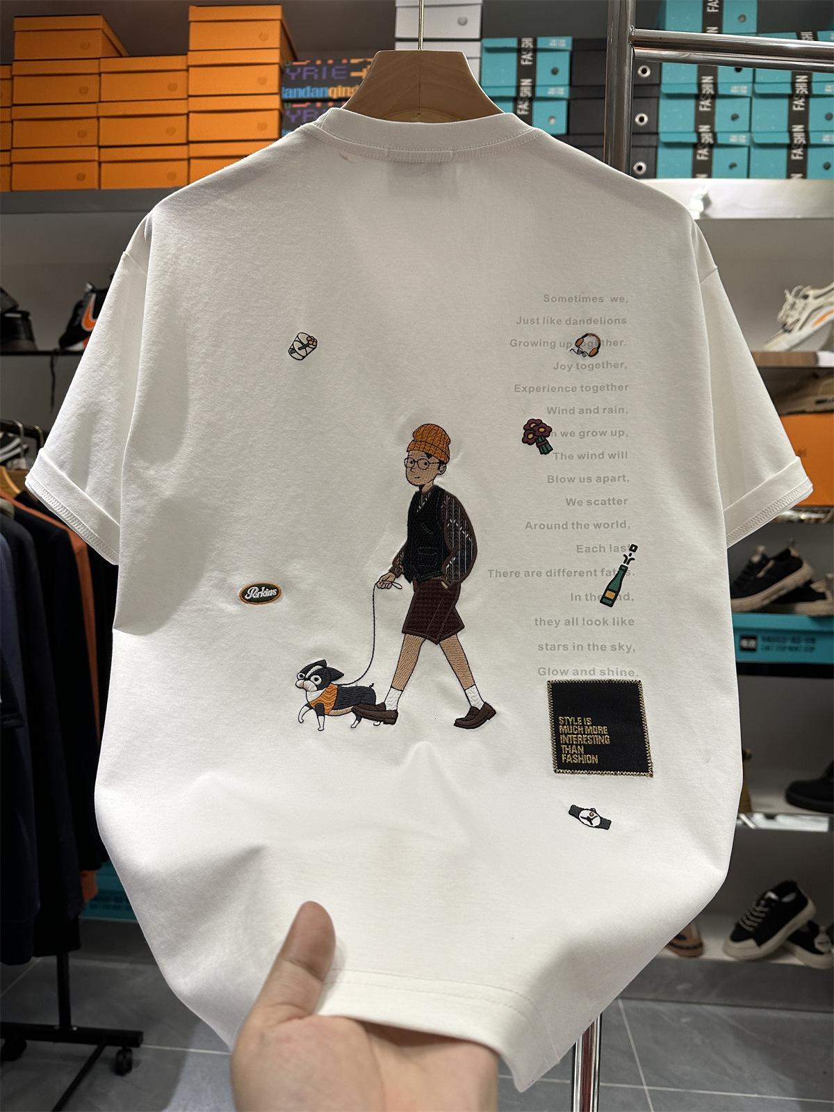 Cartoon Embroidered Short Sleeve T-shirt For Men Designer Shirt High-end Trendy Brand Designer Hoodie Fashion 2025 New Loose Fit Authentic