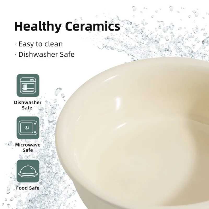 Ceramics Raised Dog Bowl with NonSlip Stand Elevated cat Bowl for Medium pet Food and Water Bowl Dog Dish Pet Feeding dishl C251009