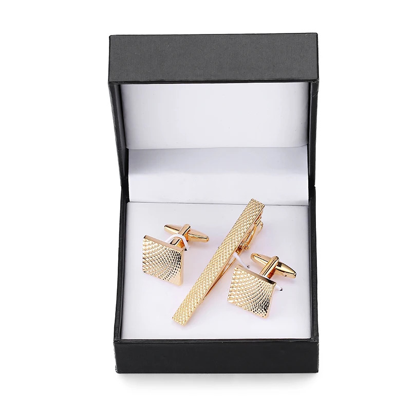 Copper material square batch flower tie clip cufflink box set mens French shirt cufflink business tie clip jewelry gift wholesa 251010