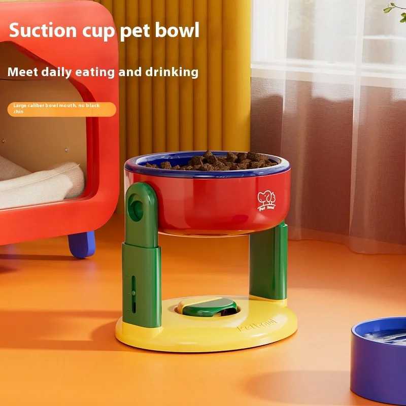 Adjustable Suction Cup Pet Bowl for Cats and Dogs Neck Protection Water Bowl Slanted High Leg Bowl AntiSpill C251009