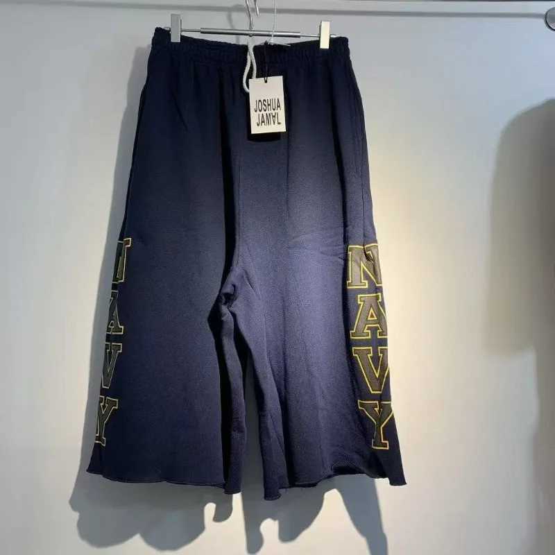 Letter Print JoshuaJamal Navy Blue Shorts Men Women Best Quty Joshua Jamal Oversized Jogger Drawstring Shorts T251010