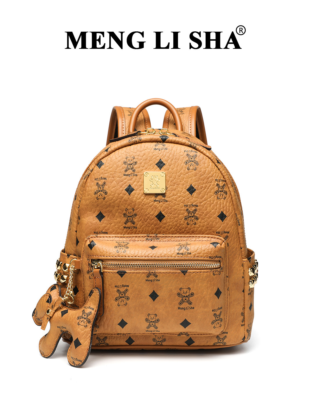 2025 new style women's backpack with niche design high-end printed patterns and rivets suitable for travel and commuting versatile and large-capacity