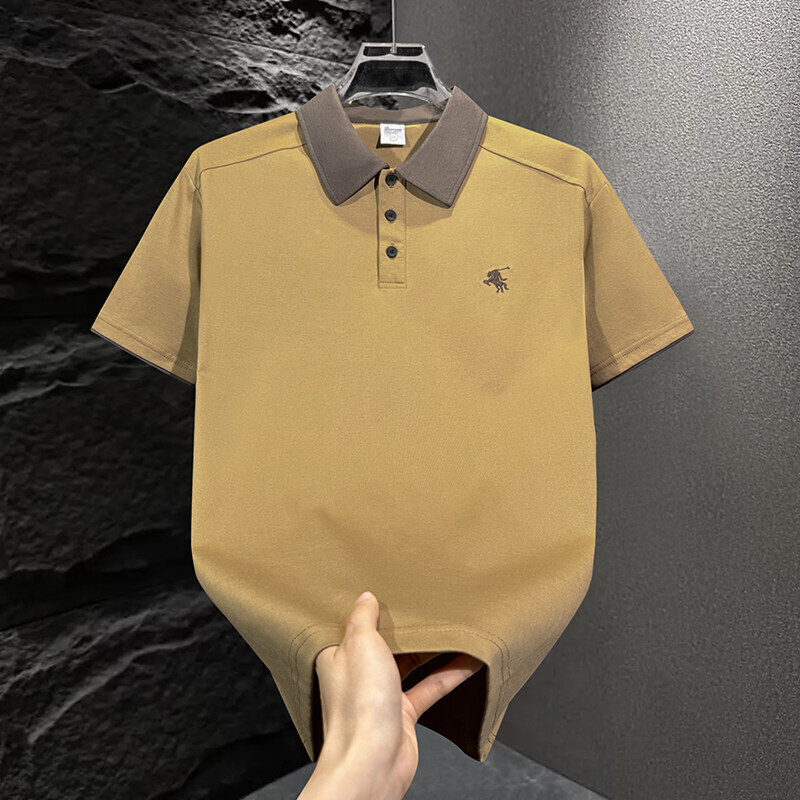 Designer Shirt Lyocell Polo Shirt Men Ice Feel Spliced Summer Wear 2025 New Trendy Brand Loose Turn-down Collar Short Sleeve T-shirt Designer Hoodie M