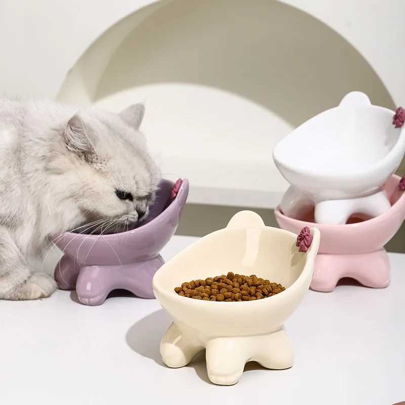 Super Cute Ceramic Cat Bowl Dog Bowl Pet Supplies Cat Rice Bowl Cat Eating Bowl Cat Food Dish Stylish Pet Feeder C251009