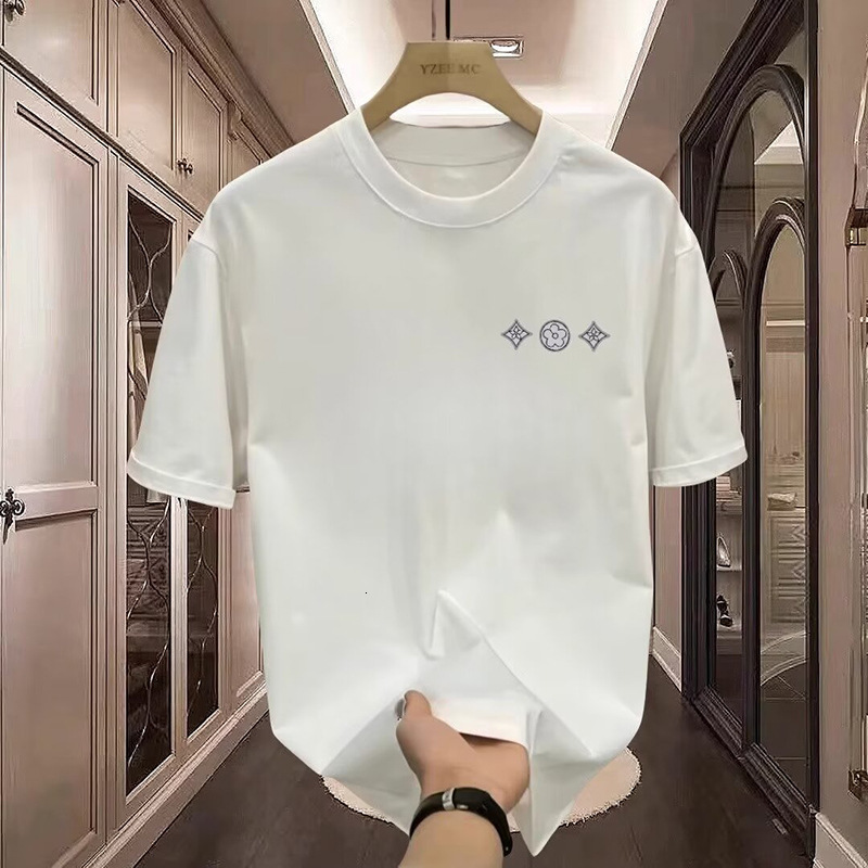 Pure Cotton Short Sleeve T-shirt For Men Designer Shirt Loose Fit Summer Hong Kong Style Trendy Five Quarter Sleeve Designer Hoodie Student Couple Mat