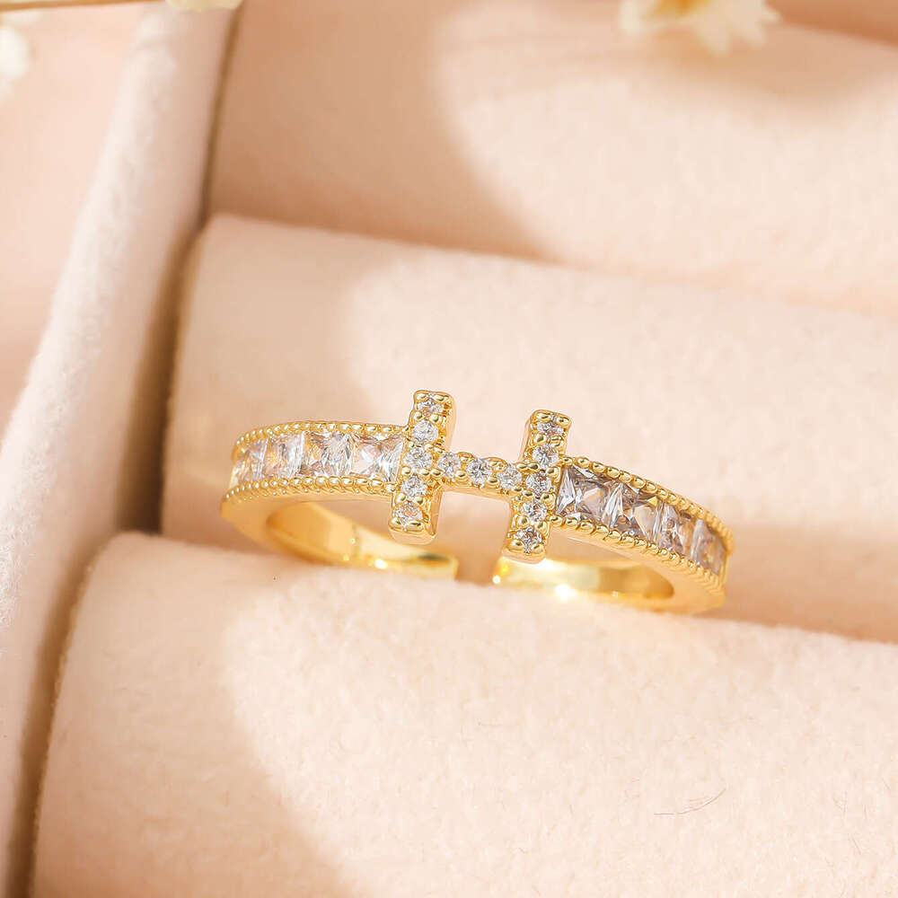 Jewellery Ring High Quality Korean Style H Letter Zircon Geometric Open Ring for Versatile Wear Gift for All Occasions Textured Minimalist Accessory