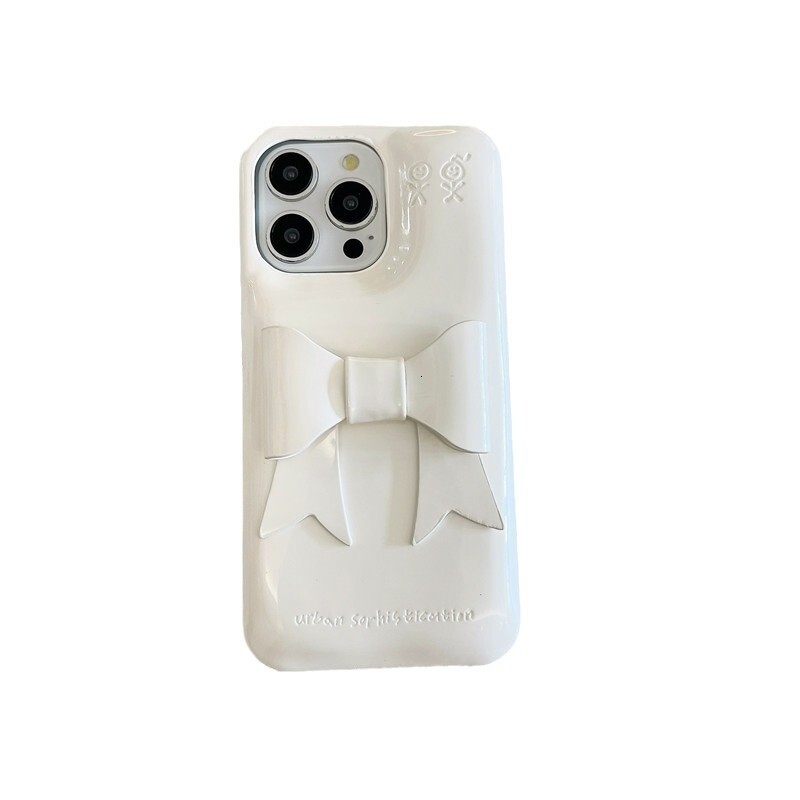 for iPhone17 Case, Simple Pure Color Cute 3D Bow Smooth Feel Suitable for Girls Shockproof and Wear-Resistant Phone Case