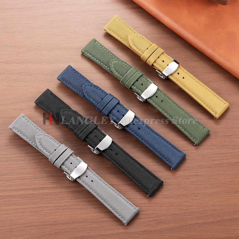 20mm 22mm Sailcloth Nylon Watch Strap for Omega for Seiko Business Buckle Waterproof Men Women Quick Release Watchband 251010