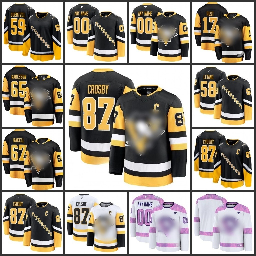 Penguins Hockey Jersey Sidney Crosby Evgeni Malkin Erik Karlsson Rickard Rakell Bryan Rust Marcus Pettersson Michael Bunting Matt Grzelcyk Kris Letang