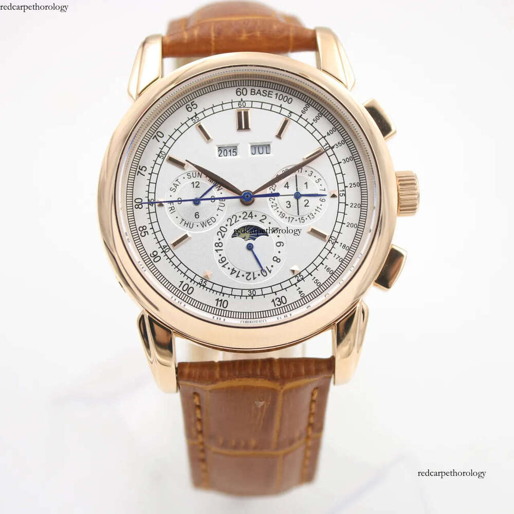 Super complication timepiece Automatic Mens Watch Moon Phase Complicated Sier Dial Perpetual Calendar Watches Black Leather