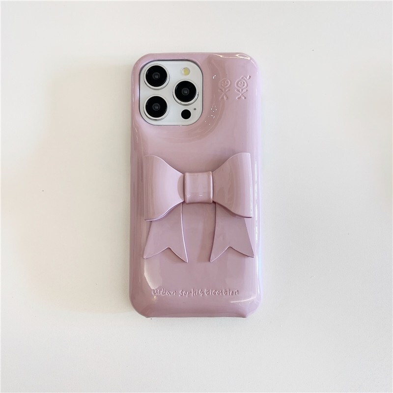 for iPhone17 Case, Simple Pure Color Cute 3D Bow Smooth Feel Suitable for Girls Shockproof and Wear-Resistant Phone Case