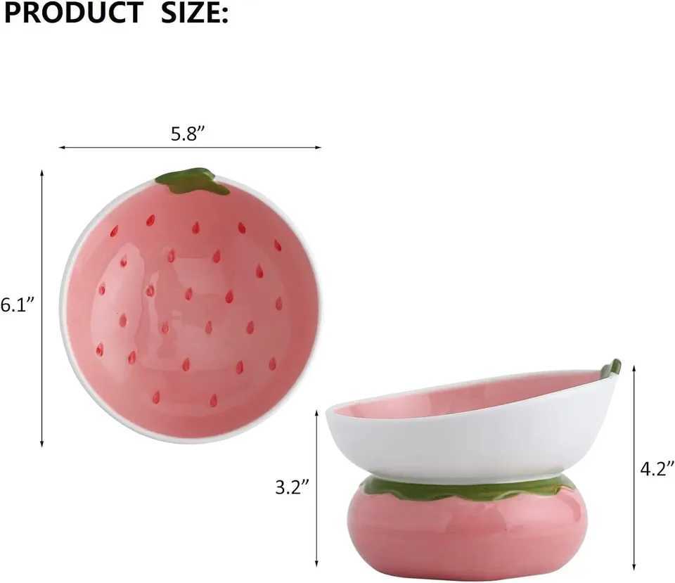 21pcs Ceramic Raised Cat Bowl Elevated Cat Food Bowl for Indoor Cats Anti Vomiting Protect Pets Spine Cute Tilted Cat Dish C251009