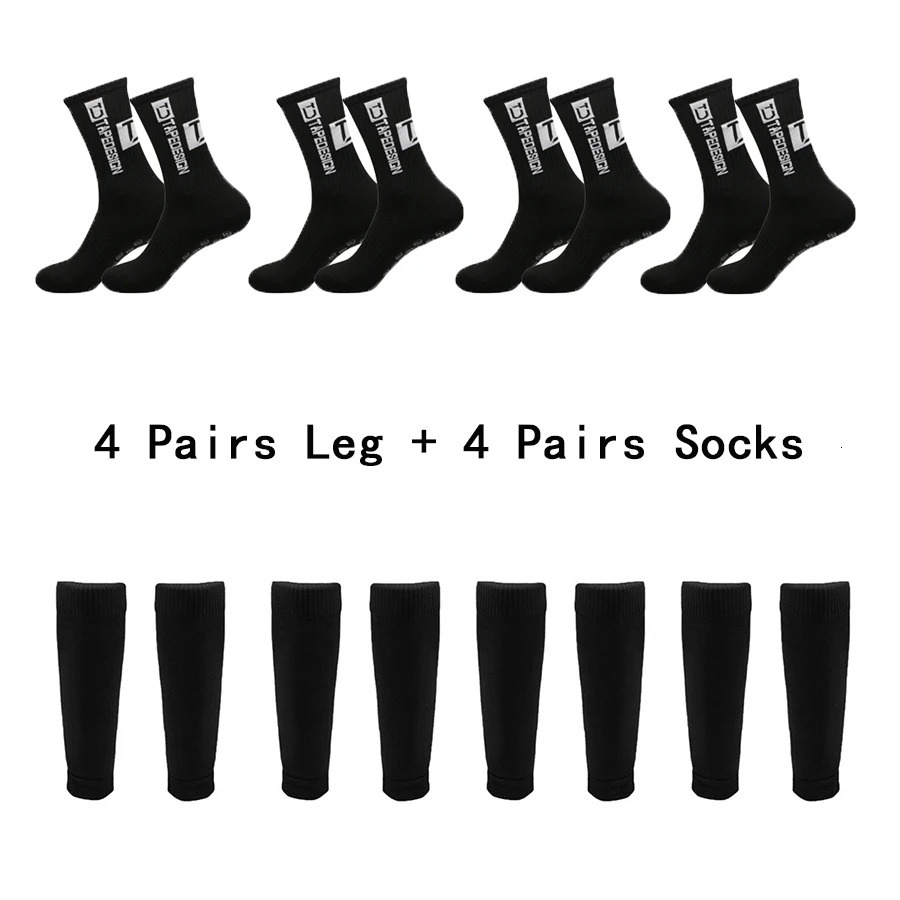 4 Set Soccer Socks Shin Guard Men Women non slip grip socks Football Calf Sleeves cycling Sports guards set 251010