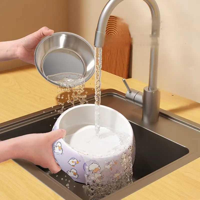 1Pcs Cat Feeding Bowl Stainless Steel Cute Drinking Fountain Antidumping Large Capacity Melamine Pet Supplies Thick Nonslip C251009