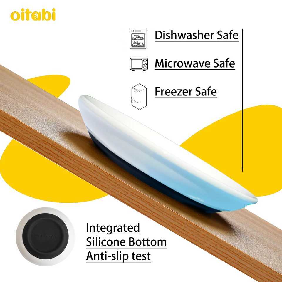 Oitabi 3PCS No Spill Cat Bowls Sets Cat Food Bowl Anti Whisker Fatigue Ceramic Cat Dishes Set Shallow Wide Kitten Plates C251009