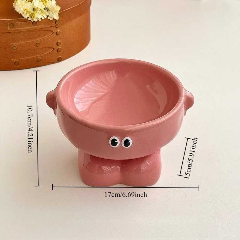 Cute Cat Bowl Ceramic Pet Bowl Shockproof High Foot Large Capacity Pet Meal Bowl Utensils C251009