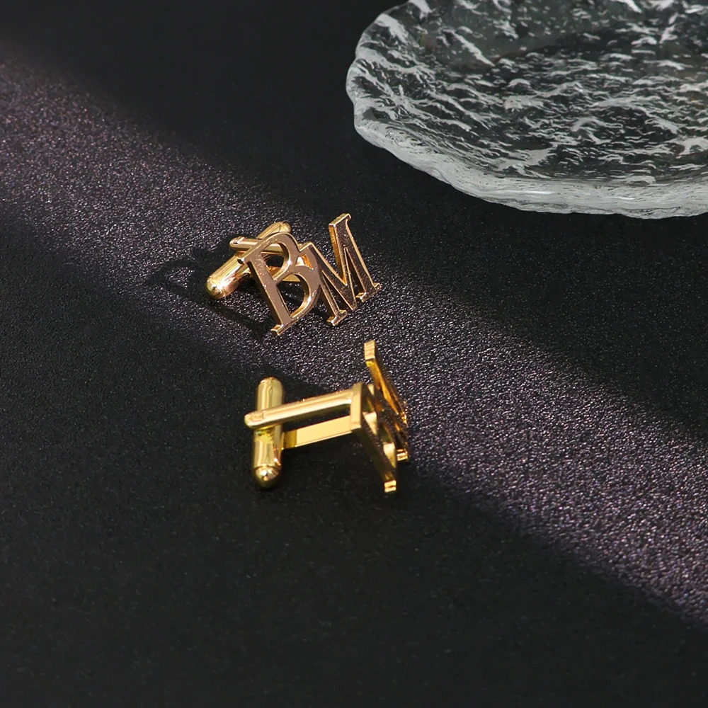 Custom Cufflinks for Mens Personalized Letter Stainless Steel Suit Shirt Button Wedding Groomsmen Fathers Day Gifts251008