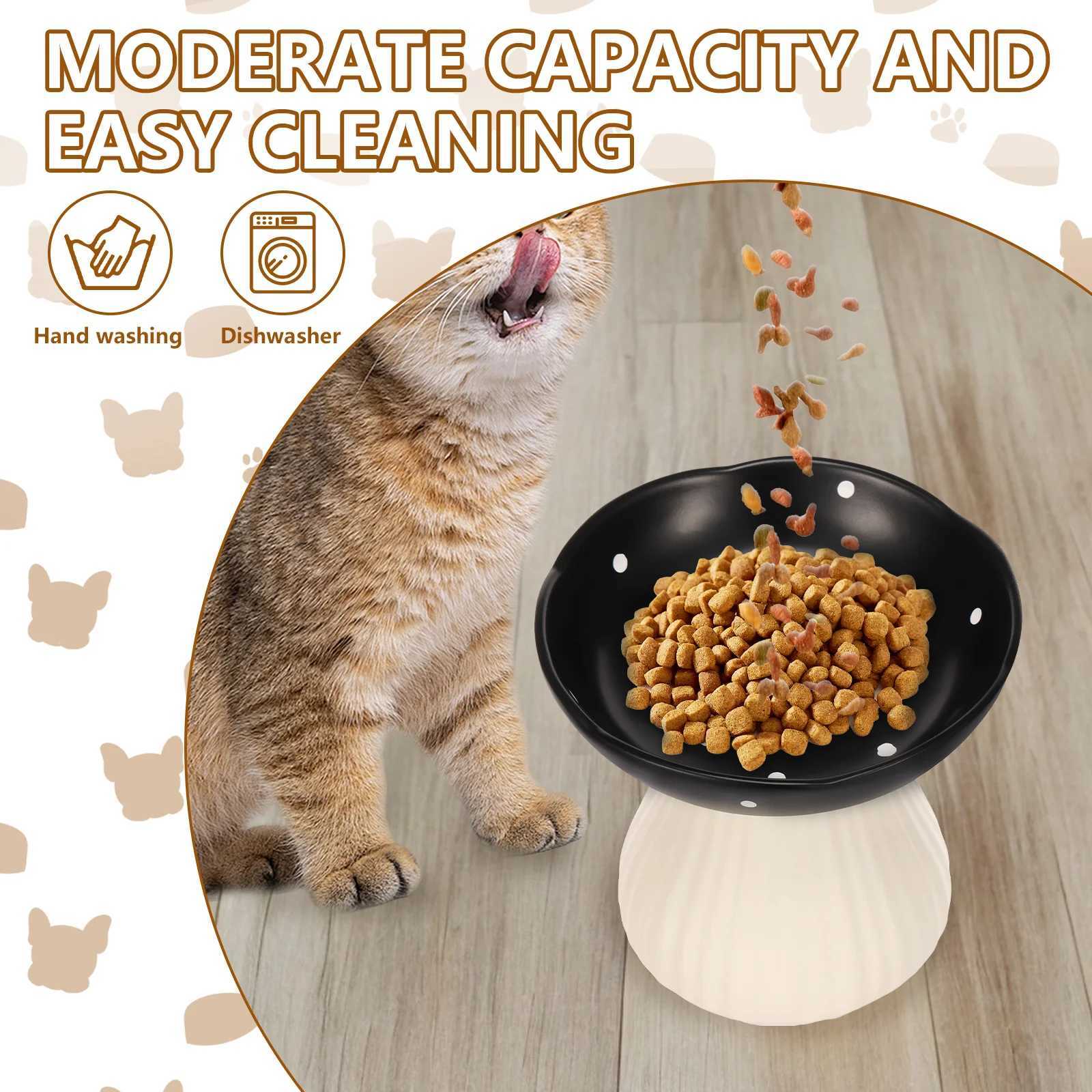 Resin Raised Cat Bowl Dog elevated feeder Pet feeding drinking Dish with NonSlip Base 300ml Cute Mushroom Design Puppy Dog bowl C251009