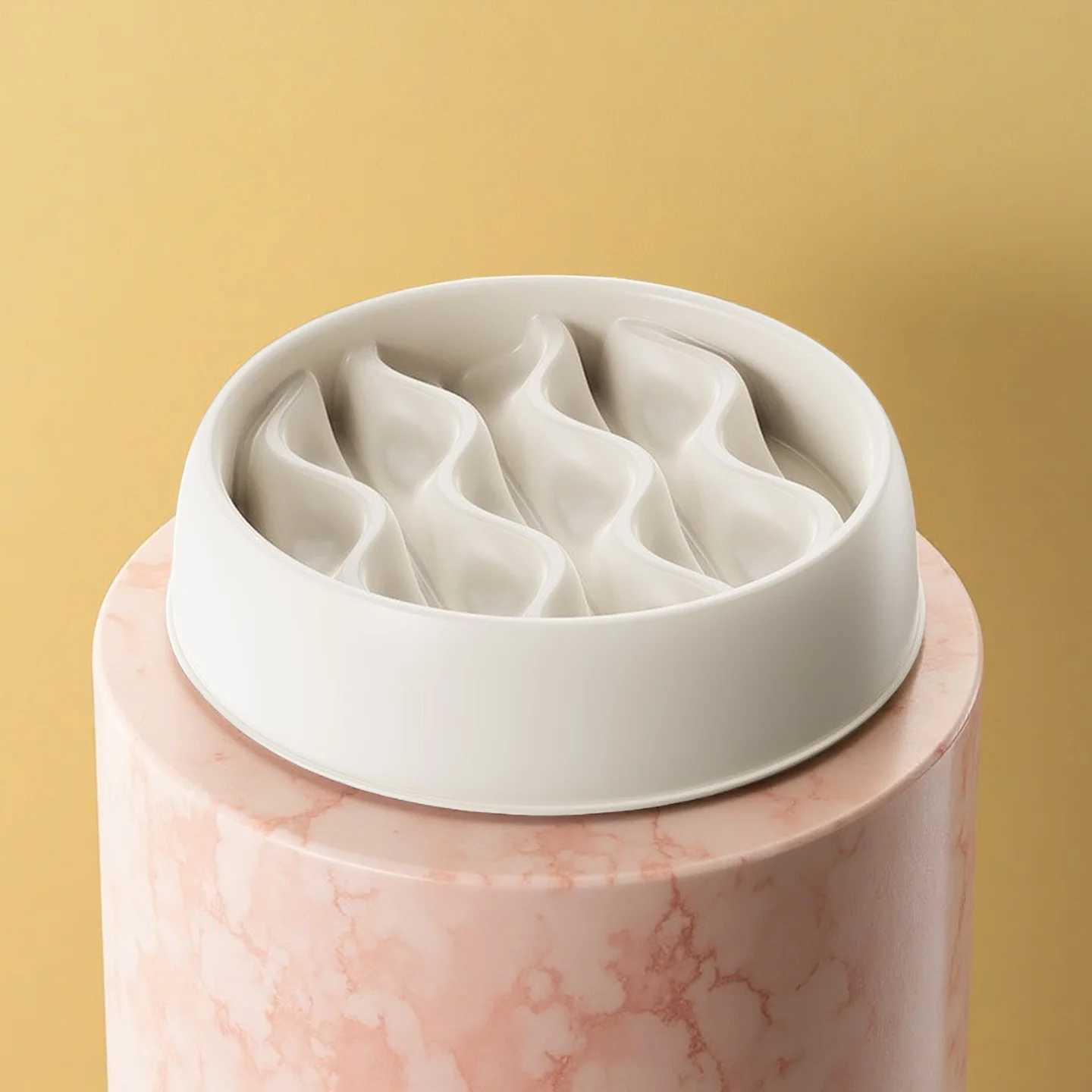 Fashion SlowFeeder Cat Bowl Set AntiSplash Dual Dish Thick PP Plastic for MessFree Eating Choke Prevention C251009