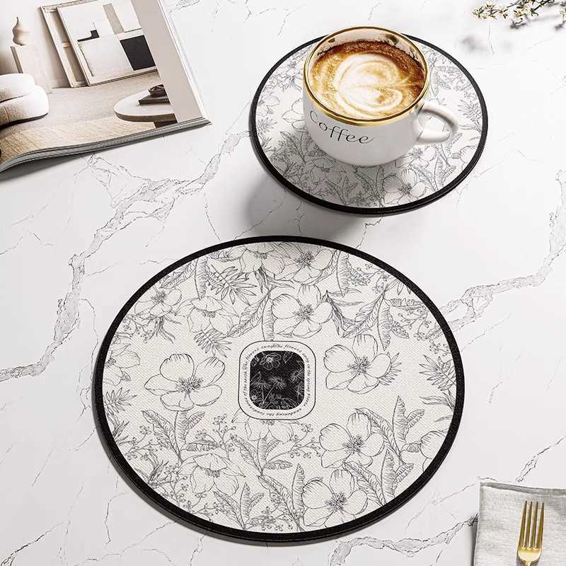 American Style Light Luxury Round Coaster Heat Insulation Pad Pot Mat Bowl Plate Dining Mat Absorbent QuickDry Draining Mat Tea Cup C251010