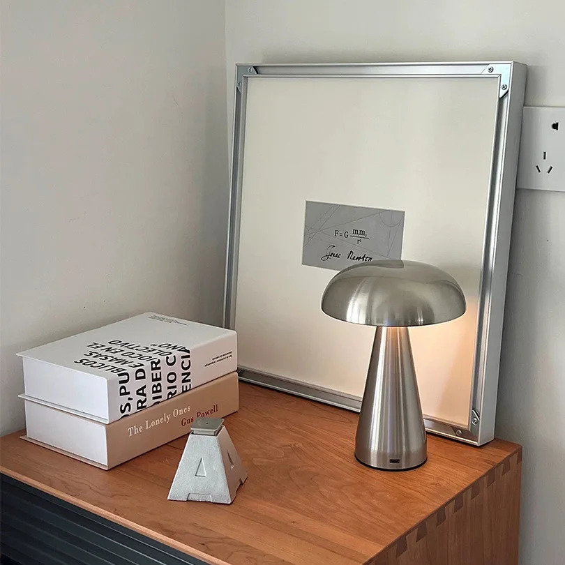 LED Table Lamp Retro Mushroom Touch Sensor Bedside Lamp Rechargeable Reading Lights For Bedroom Restaurant Bar Decor Lighting 251009