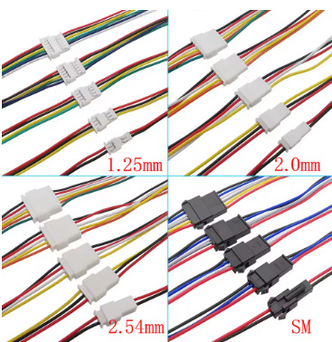 5Pair 1.25mm 2.0mm 2.54mm Pitch Mini JST PH XH SM Male Female Plug Socket Terminal Wires Cables Connector 2/3/4/5/6 Pin