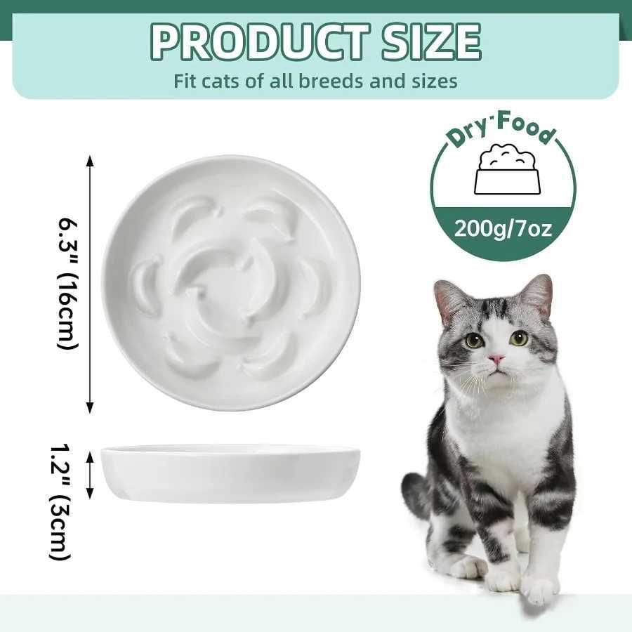 Ceramic Cat Slow Feeder Bowl Pastel Series Cat Plate for Dry and Wet Food Cute Maze Feeder Dish for Healthy Eating Dishwasher S C251009