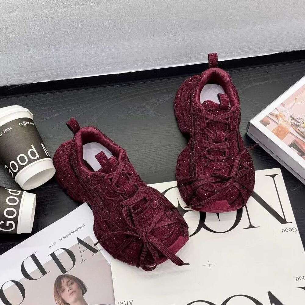 European Full Diamond Dad Sneakers Designer Shoe for Women 2025 Spring and Autumn New Thick-Soled Sports Street Style Casual Shoes Trendy Versatile