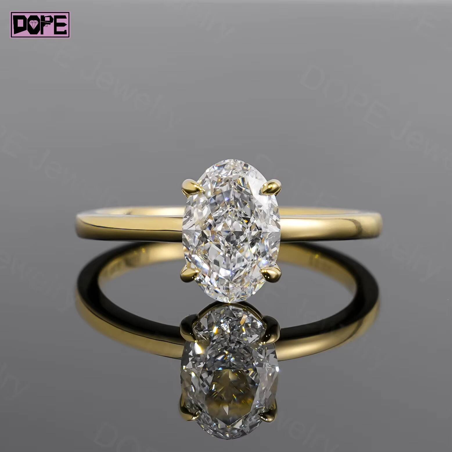 Lab Grown Diamond Ring 275ct IGI Claw Setting Solid Gold Solitaire HPHT CVD Oval Cut Wedding Engagement Ring