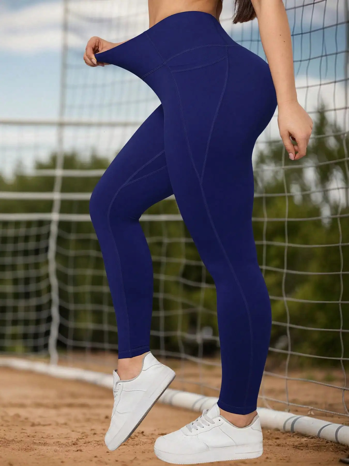Yoga Pants with Pockets Tummy Control Butt Lifting Fitness Tights Women Solid Color Workout Leggings Sportswear 251010