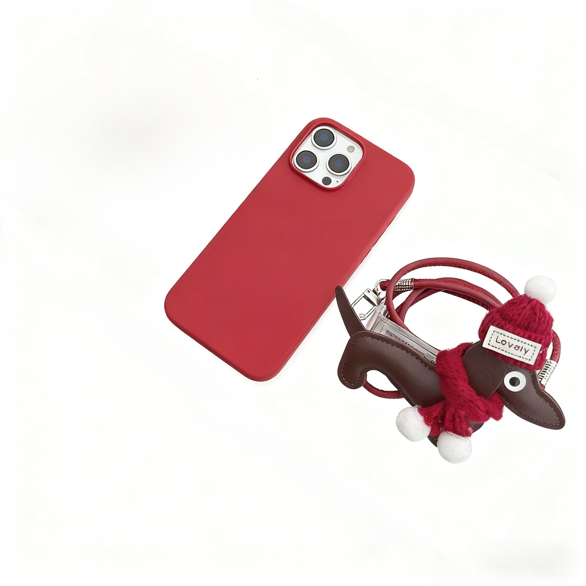 Case for iPhone 16 Pro Max, Compatible, Cute Leather Dachshund Dog Back Clip Soft-Touch Leather, Classic Minimalist Design, Stain-Resistant & Camera P
