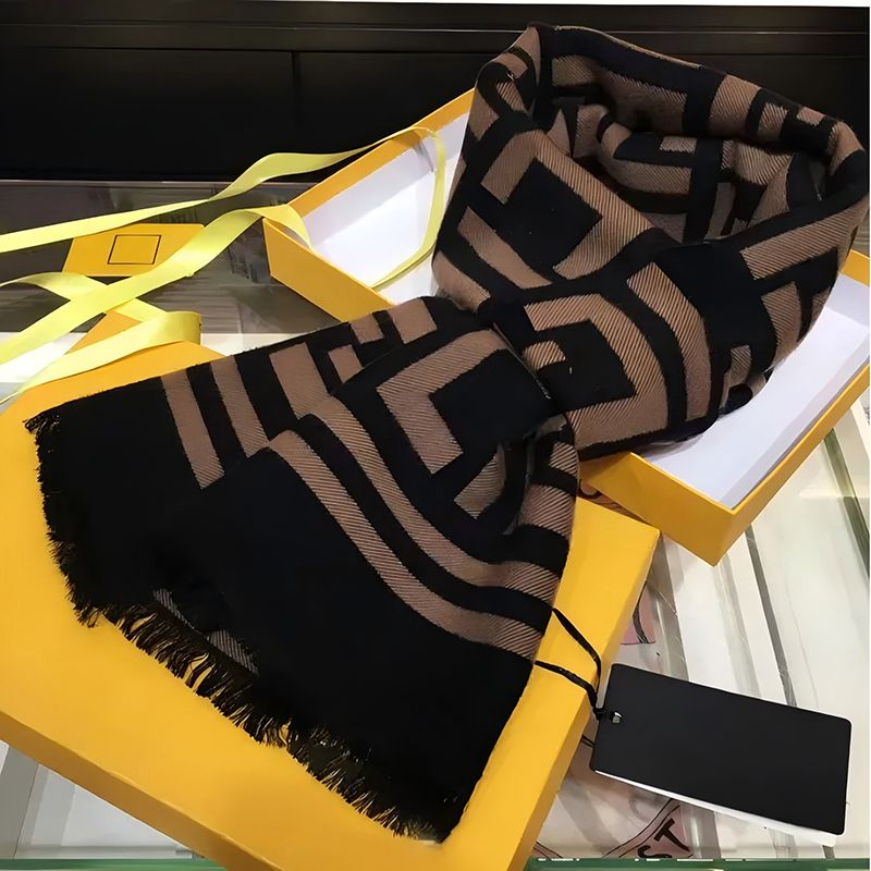 Designer Scarf Silk Wool Viscose Fiber Cotton Blend Women Fashion Silks Scarf Designers Scarves Luxury Silk Color-blocking Fringed Edges With Box