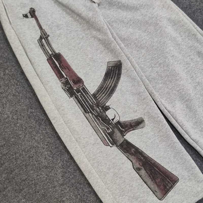 Y2K Retro Mens Casual Pants American High Strt Splicing Double Waist Washed Printed SweatPants Classic unisex Solrim Pants X251010