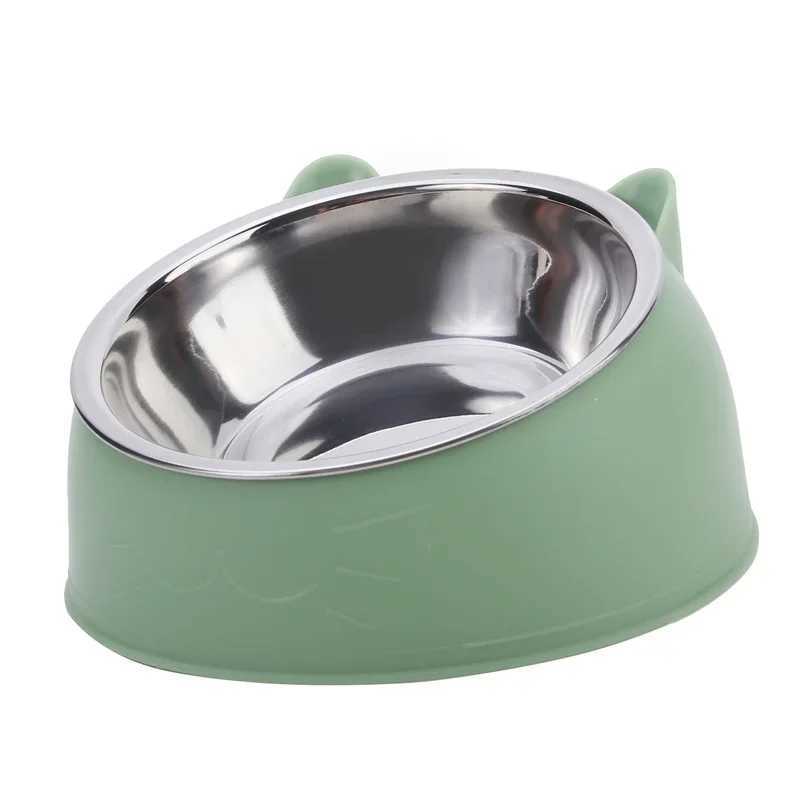 EcoFriendly1PC Stainless Steel Cat Bowl 15 Inclined Pet Food Dish with NonSlip Base AntiChoke Feeder for CatsKittensDogs C251009
