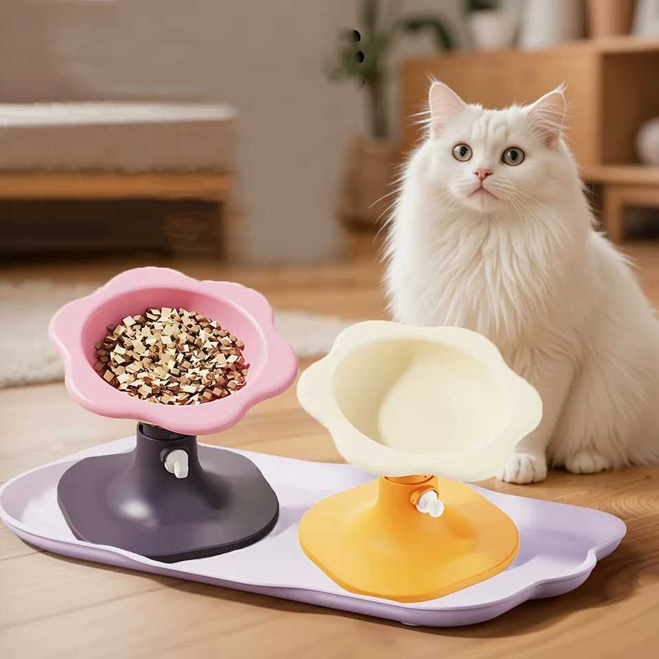 Multi functional pet bowl adjustable height anti slip feeder water dispenser one bowl dualuse cat bowl C251009