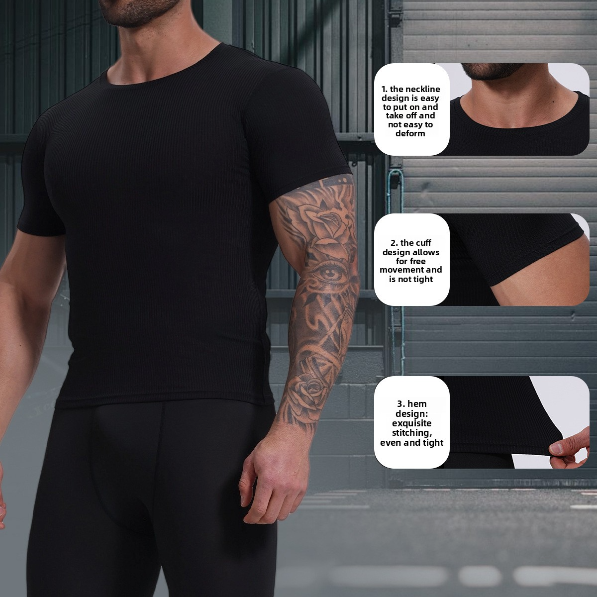 Exercise & Fitness Wear Men's Summer American Style Sports Short Sleeve T-Shirt Solid Color Slim Vest Running Basketball Training Casual Outdoor 