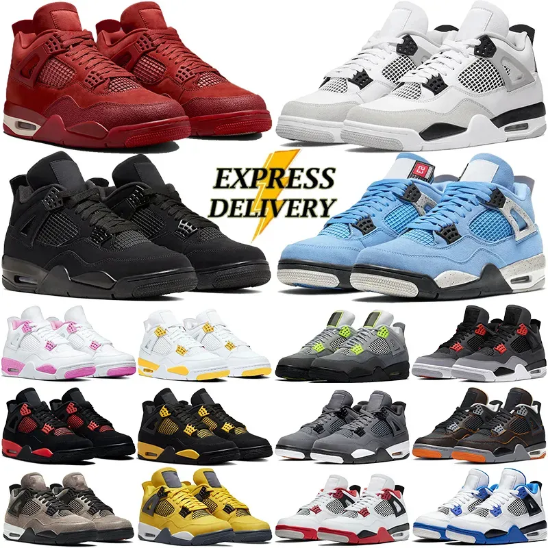 Designer Shoes 4 Basketball Shoes For Men Women 4s Sneaker Military Black Cat Pine Green White Oreo Red Thunder Unc Bred Cacao Medium Olive Sail Mens Trainers Sports
