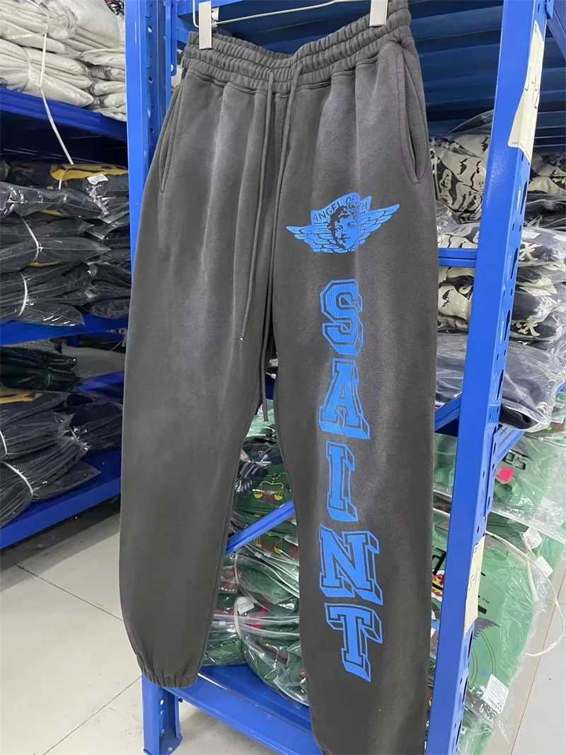 SAINT Mxxxxxx Angel Sweat Pants Men Women 11 High Quty Black Washed Pants Oversized Tracksuit Set X251010