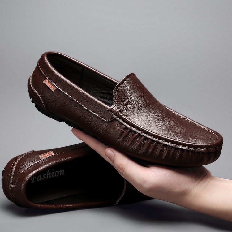 Men's British new leather lazy shoes Hot - Fashion large casual free shipping Fashion Show New free shipping