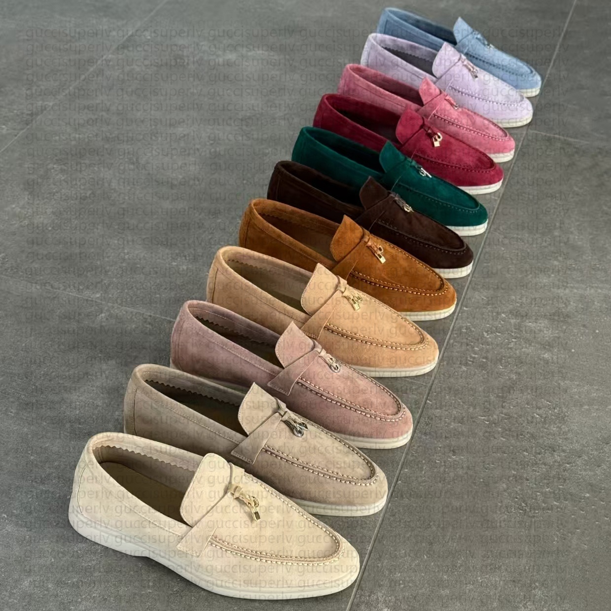 Mule Loafers Suede Women Men Slippers Flats Loafers 100% real Suede Moccasin Size 35-45 luxury Designer Shoes Summer Slip-Ons Deep Ocra Babouche Charms Walk Linen shoes